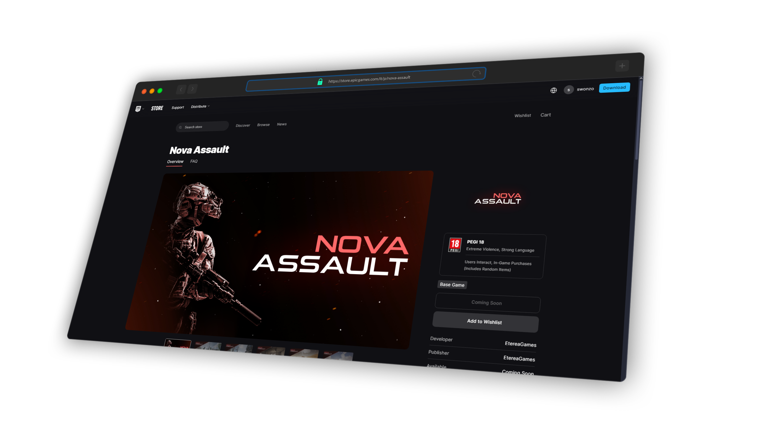 Nova Assault Store Page